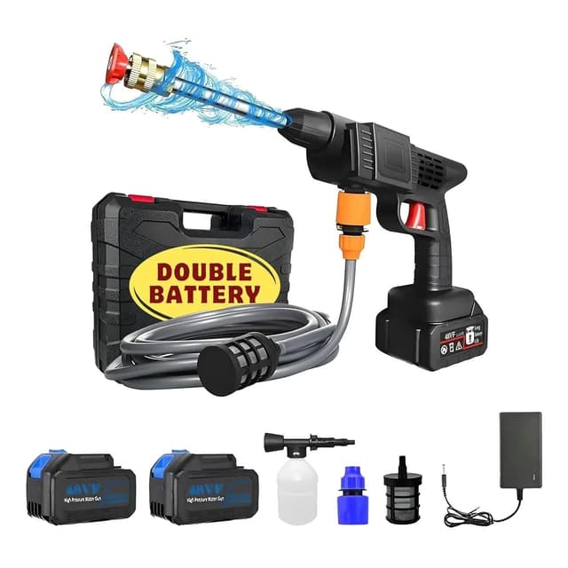 Car Washer High Pressure Gun Cordless Portable Wireless Pressure Washer Gun 48V 12000mah High Pressure Water Gun Car Wash Bike Washing Cleaning| Adjustable Nozzle and 5M Hose Pipe